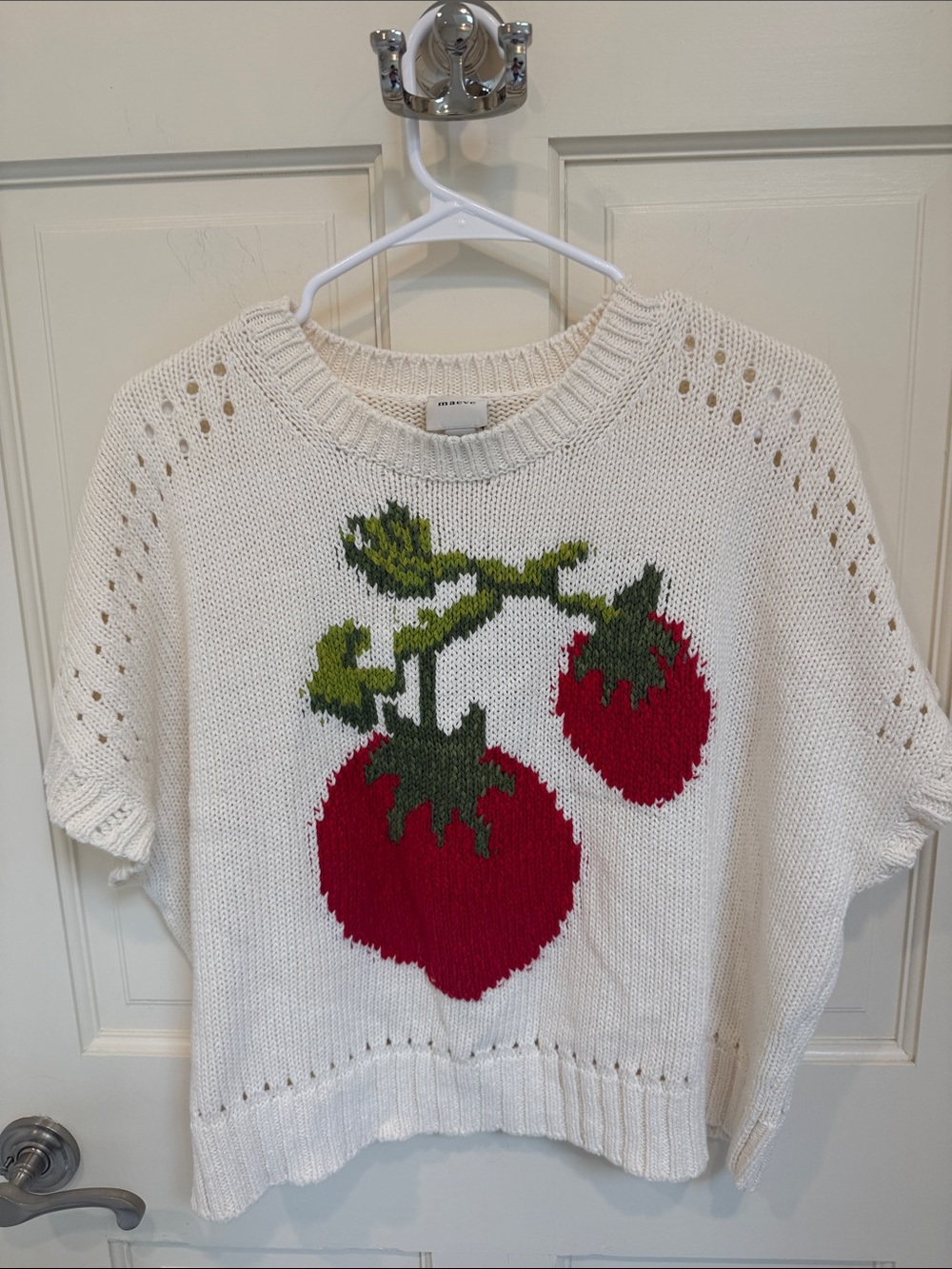 Maeve Cream Knit Sweater with Green Detail - Picture 4 of 4